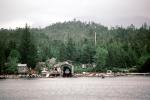 Harbor, Woodlands, Boat Shelter, Forest, Water, Buildings, Ketchikan, May 1991