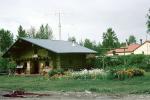 Talkeetna Ranger Station, Log Cabin, flower garden, house, home, antenna, roof, July 1993, CNAV02P09_08