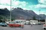 Parking Lot, Cars, vehicles, Mountains, Juneau, July 1967, 1960s, CNAV02P11_18