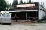 Malemute Saloon, Ester Gold Camp, van, Parks Highway, canoe, moose antlers, July 1979, 1970s, CNAV02P14_15