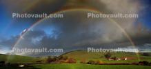 Full Rainbow, Buildings, Fields, Trees, Dairy, Two-Rock, Sonoma County, CNCD02_017