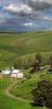 Maring County, green hills, barn, trees, dirt road, buildings, clouds, Panorama, CNCD02_061