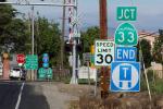 Many Road Signs, Highway-33, Gustine, Merced County, CNCD03_227