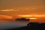Early Morning Sunrise, sunsight, clouds, fog, Hills, barn