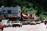 buildings, cars, shops, stores, downtown Calistoga, Napa Valley, 12 April 1987