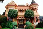 Gingerbread Mansion, Victorian Building, Gardens, Manicured Bushes, Shrubs, CNCV02P08_11