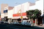 FW Woolworth, Modesto, building, cars, store, vehicles, automobiles, December 1988, 1980s