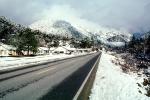 Highway, hills, road, houses, snow, tree, Ice, Icy, Winter, El Portal