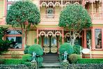 Gingerbread Mansion, Victorian Building, Gardens, Manicured Bushes, Shrubs, CNCV05P13_17