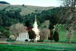 Nicasio chapel, building, hills, Marin County, CNCV06P11_15