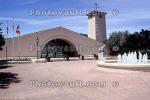 Robert Mondavi Winery, Water Fountain, aquatics, building, tower, arch, Oakville Napa Valley