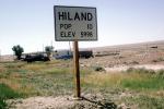 Hiland, Population 10, Elevation 5998