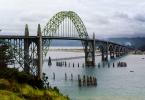 Yaquina Bay Bridge, Newport, US Highway 101, Lincoln County, Oregon, Steel through arch bridge, Landmark, CNOV01P01_01