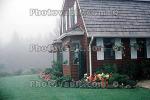 home, house, fog, lawn, flowers, building, domestic, domicile, residency, housing