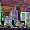 Seattle Skyline, buildings, highrise, skyscrapers, paintography, CNTD01_003