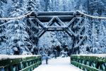 Old Wooden Bridge, Nisqually River wooden Suspension Bridge, Longmire village, Mount Rainier National Park, Equanimity