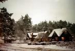 buildings in the snow, homes, houses, forest, bucolic