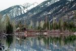 Buildings, Lodge, trees, Reflection, Jenny Lake