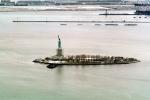 Snowy Statue Of Liberty, New Jersey Docks