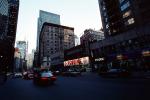 cars, street, shops, stores, Buildings in Manhattan, Robbins, 29 November 1989