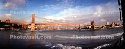 Brooklyn Bridge, Panorama, Winter, Ice, East River, cold, wintery, East-River