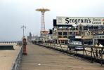 Coney Island Boardwalk, Seagram's Seven Crown, Cars, vehicles, automobiles, Brooklyn, 1956, 1950s