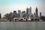 Staten Island Ferry, Piers, Docks, buildings, skyline, cityscape, downtown Manhattan, 1966, 1960s, CNYV05P13_05