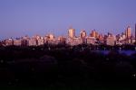 Skyscrapers, Buildings, Central Park, lake, summertime, summer, trees, evening, nighttime, Manhattan, CNYV06P01_11
