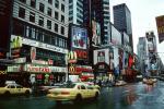 Taxi Cab, Street, Rain, McDonalds Junk Food, Times Square