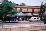 shops, stores, awning, van, street, summer, trees, Buildings, Cityscape, Manhattan, 27 June 1999