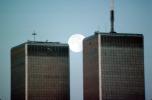 The Moon between the World Trade Center Twin Towers, New York City, July 1984, CNYV08P05_01