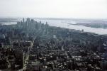 Downtown Manhattan Skyline, Hudson River, 1950s