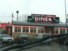 Lloyd's of Lowville Diner, rain, rainy, signage, neon, cars, automobiles, vehicles