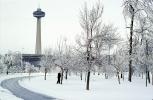 Skylon Tower, Bare Trees, Winter, Cold, Ice, Snow, City of Niagara Falls, CNZV01P14_19
