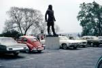 Indian Statue, car, automobile, vehicle, Volkswagen, Parked Cars, February 1972, 1970s