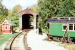 Passenger Railcar, railroad covered bridge, hut, booth, shack, Pinsly Railroad Company, Grafton County, New Hampshire