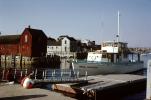Miss Rockport, boat, dock, buildings, shoreline, Harbor, Massachusetts, 1960s