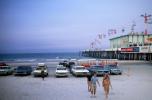 Daytona Beach, cars, Pier, sand, ocean waves, automobile, 1960s, COFV01P01_09
