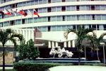 Hotel, Statues, building, Water Fountain, Miami Beach, August 1964, 1960s