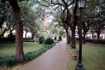 Square, Trees, Walkway, bench, lawn, Historic Savannah, COGV01P14_12