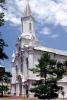 Church, Steeple, clouds, building, landmark, Historic Savannah