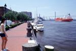Ship, Boat, dock, Savannah River, The Talmadge Memorial Bridge, waterfront, COGV02P04_19
