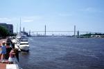 Boat, dock, Savannah River, The Talmadge Memorial Bridge, waterfront, COGV02P05_05