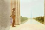 Girl appears, Lincoln Memorial, Park Ranger, Washington Memorial, Reflecting Pool, mall