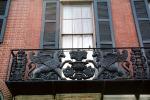 Ornate balcony, Opulent metalwork, window, flying lion, wings, winged, Shutters