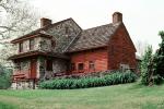 Log Cabin, House, Building, home, single family dwelling unit, chimney, residence, Brandywine Battlefield Park,  Laffayette's Headquarters, Chadds Ford, Pennsylvania, COPV01P13_19