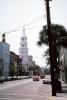 Stop Lights, Street, Steeple, Charleston, Cars, automobile, vehicles, May 1969, 1960s, COSV01P02_04