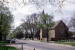 Bruton Parish Church, Steeple, Building, Episcopal parish, Cars, automobile, vehicles, 1950s, COVV01P15_06