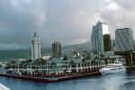 Dock, Yacht, Pearl Harbor, Aloha Tower, harbor, docks, landmark building, lighthouse, Honolulu, Oahu, CPHV02P10_12