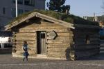 Jack London's Klondike Log Cabin, Jack London Square, Grass Roof, Oakland, California, CSBD01_156